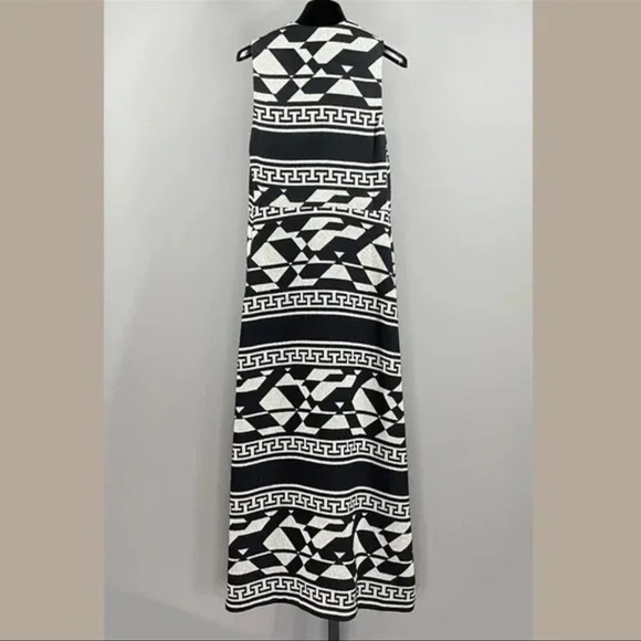 NEW! ALICE + OLIVIA BLACK & WHITE AZTEC VEST JACKET! WOMENS XS! long maxi knit - Picture 2 of 8